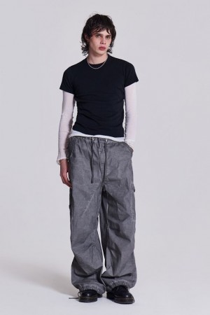 Jadedlondon Black Oil Wash Parachute Pants | JADLDN24786