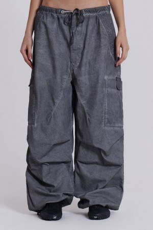 Jadedlondon Black Oil Wash Parachute Pants | JADLDN24103