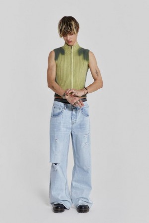 Jadedlondon Bleached Blue Colossus Flare Jeans | JADLDN24382