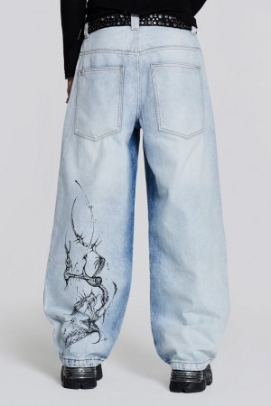 Jadedlondon Blue Decal Colossus Jeans | JADLDN24400