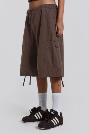 Jadedlondon Brown Parachute Cargo Shorts | JADLDN24146