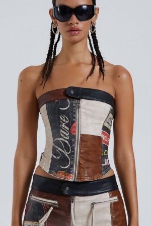 Jadedlondon Daytona Vegan Leather Corset Top | JADLDN24007