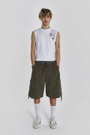 Jadedlondon Khaki Parachute Cargo Shorts | JADLDN24573