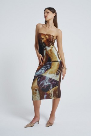 Jadedlondon Teased Multi-wear Bodycon Slip Midi Dress | JADLDN23809