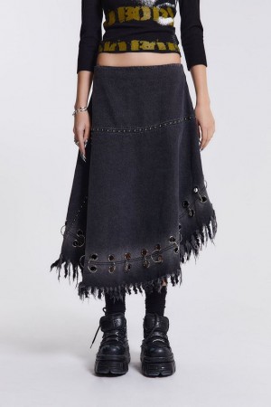 Jadedlondon Vendetta Denim Midi Skirt | JADLDN24215