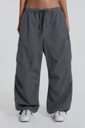 Jadedlondon Vintage Grey Parachute Cargo Pants | JADLDN24080