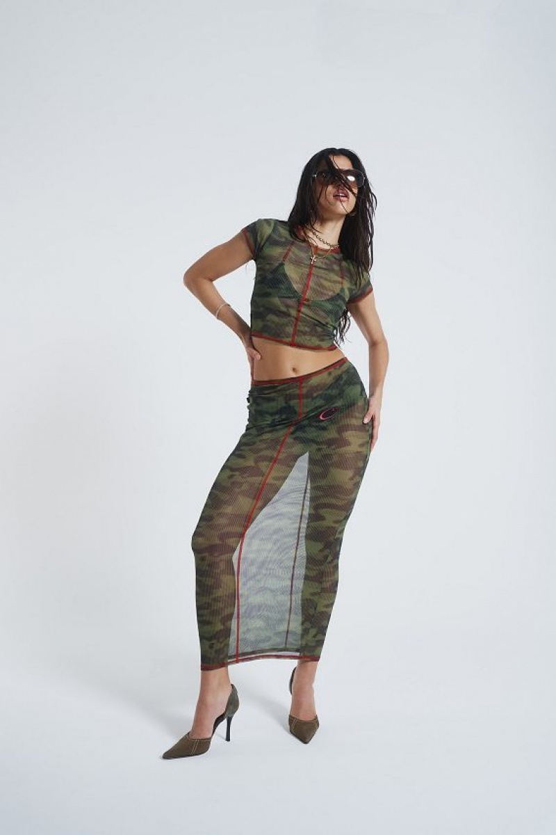 Jadedlondon Astro Camo Mesh Maxi Skirt | JADLDN24204