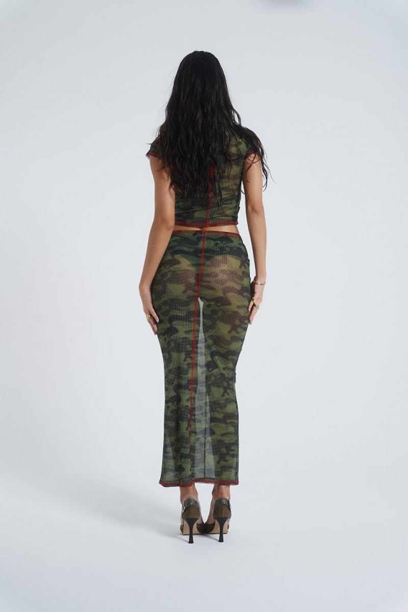 Jadedlondon Astro Camo Mesh Maxi Skirt | JADLDN24204