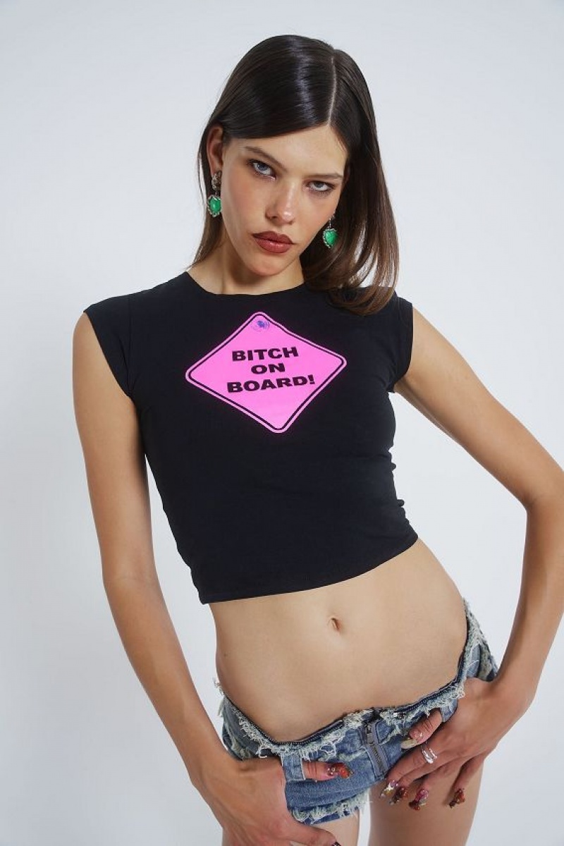 Jadedlondon Bitch On Board Baby Tee | JADLDN24006