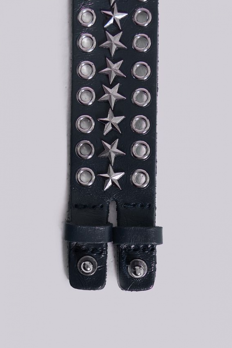 Jadedlondon Black Leather Studded Bracelet | JADLDN24905