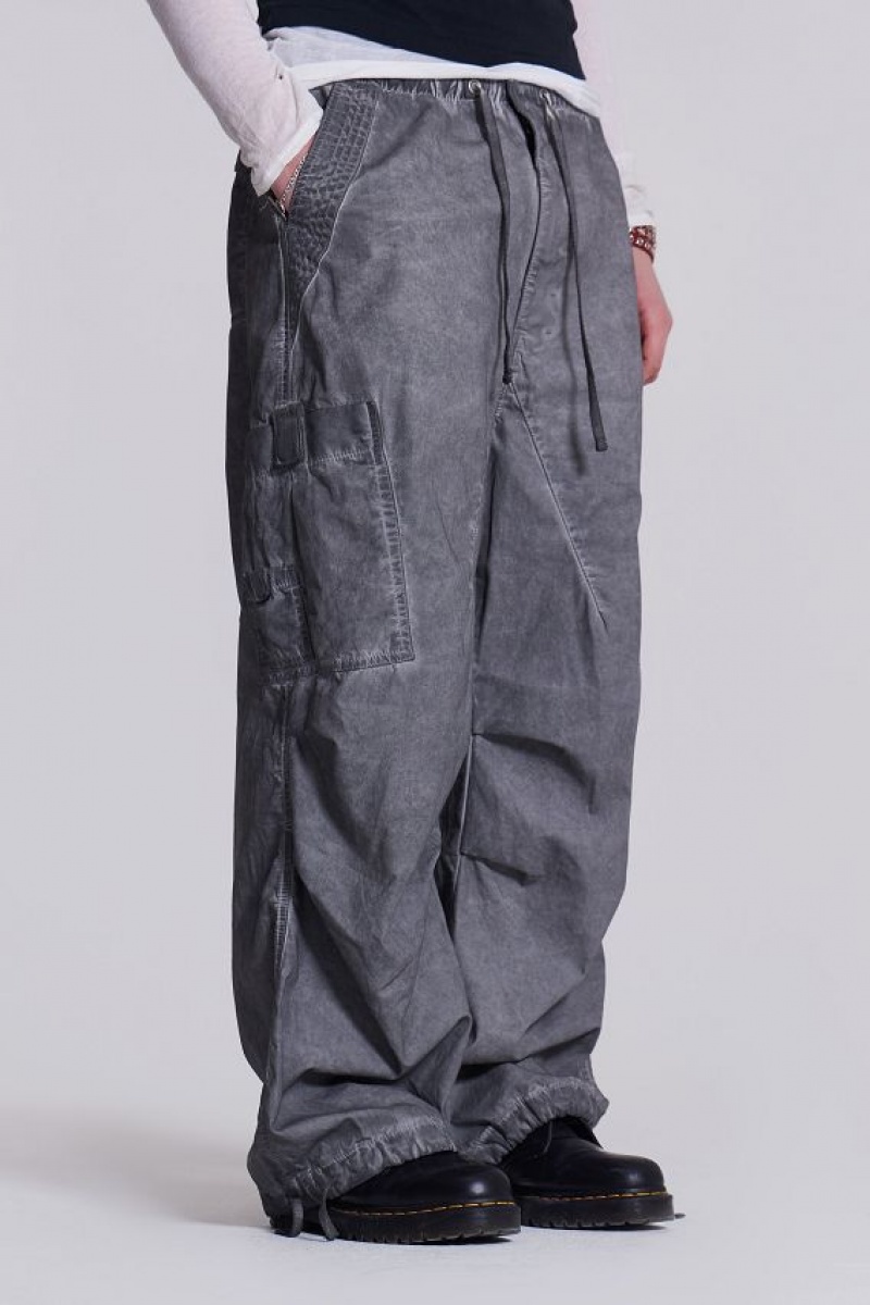 Jadedlondon Black Oil Wash Parachute Pants | JADLDN24786