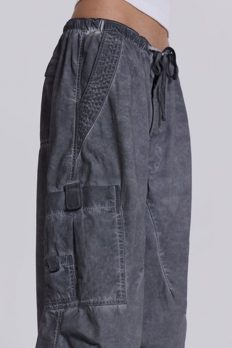 Jadedlondon Black Oil Wash Parachute Pants | JADLDN24090