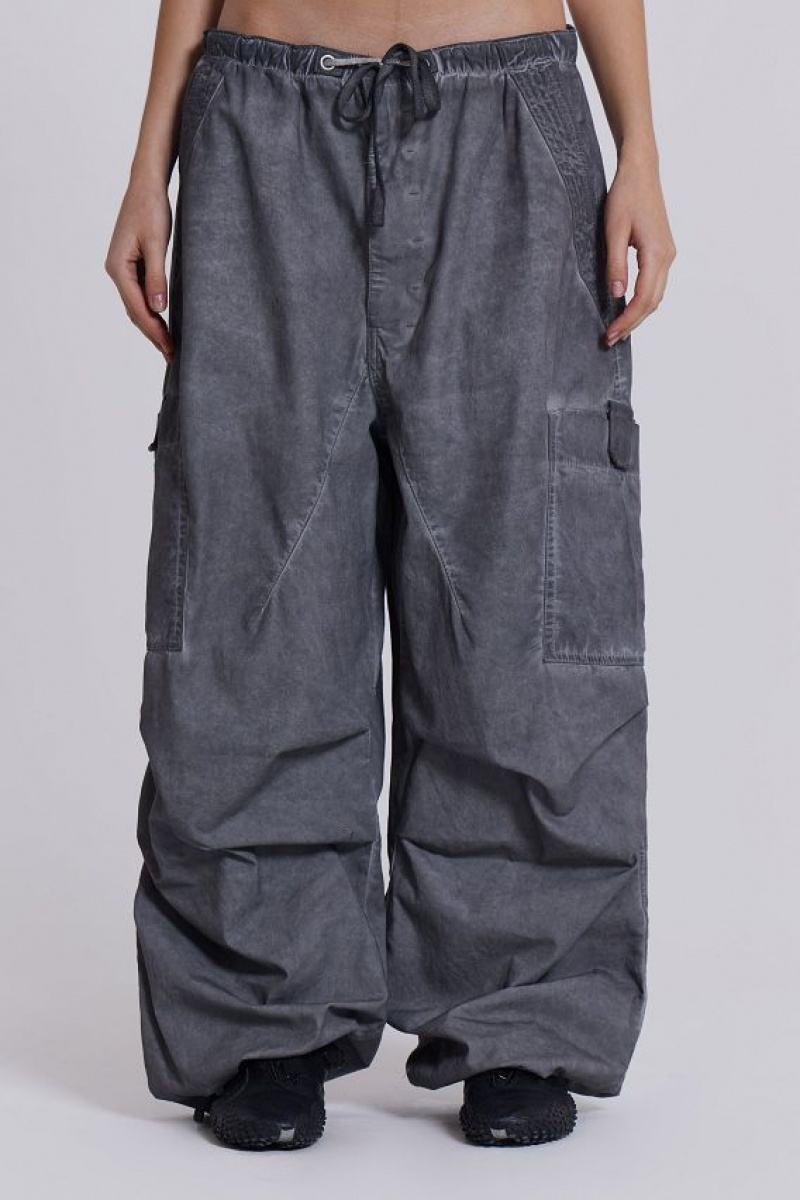 Jadedlondon Black Oil Wash Parachute Pants | JADLDN24090