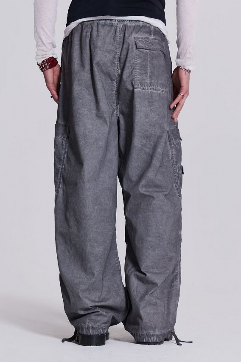 Jadedlondon Black Oil Wash Parachute Pants | JADLDN24760