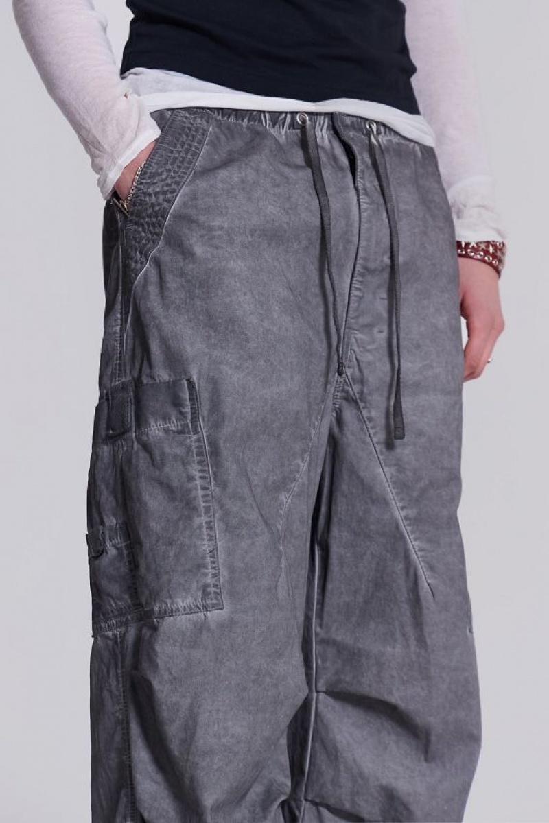 Jadedlondon Black Oil Wash Parachute Pants | JADLDN24760