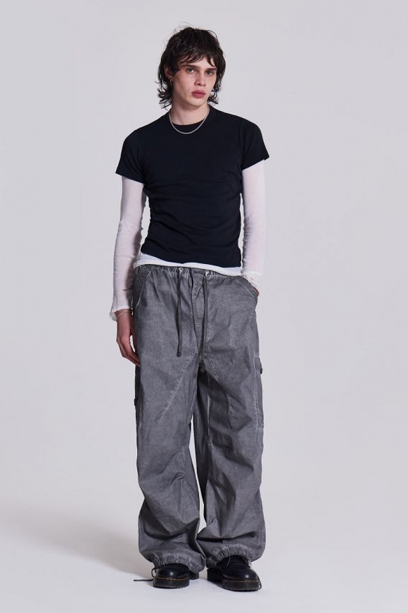 Jadedlondon Black Oil Wash Parachute Pants | JADLDN24760