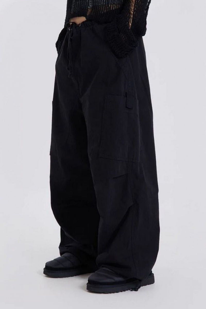 Jadedlondon Black Parachute Cargo Pants | JADLDN24076