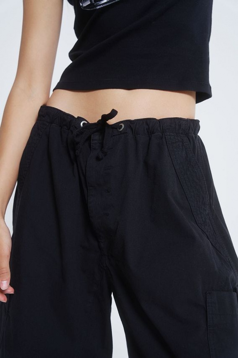 Jadedlondon Black Parachute Cargo Shorts | JADLDN24144