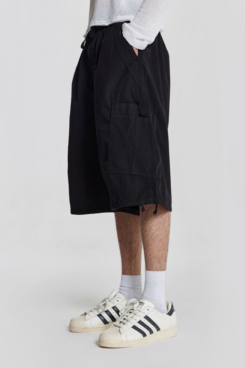 Jadedlondon Black Parachute Cargo Shorts | JADLDN24576