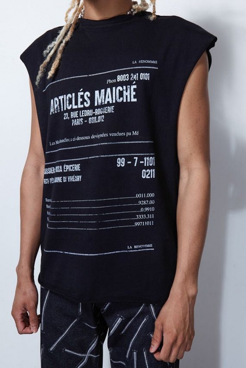 Jadedlondon Black Receipt Print Vest | JADLDN24684