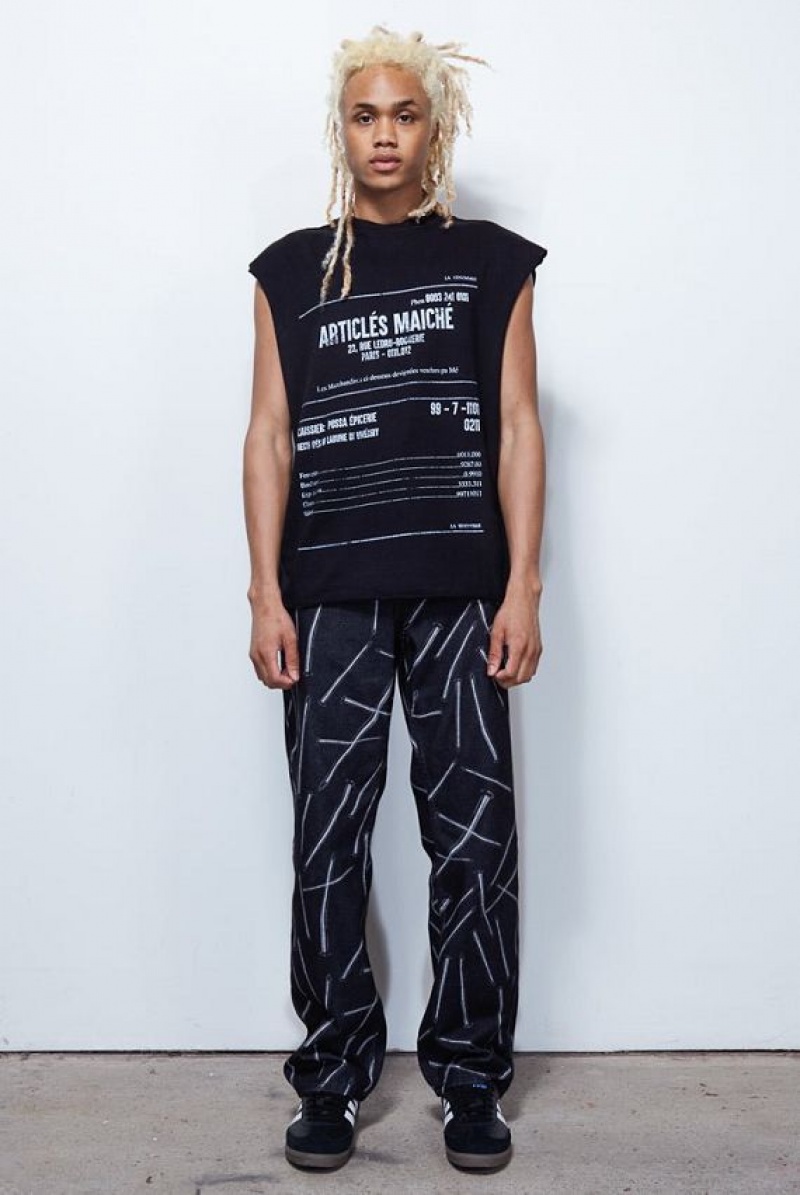 Jadedlondon Black Receipt Print Vest | JADLDN24684