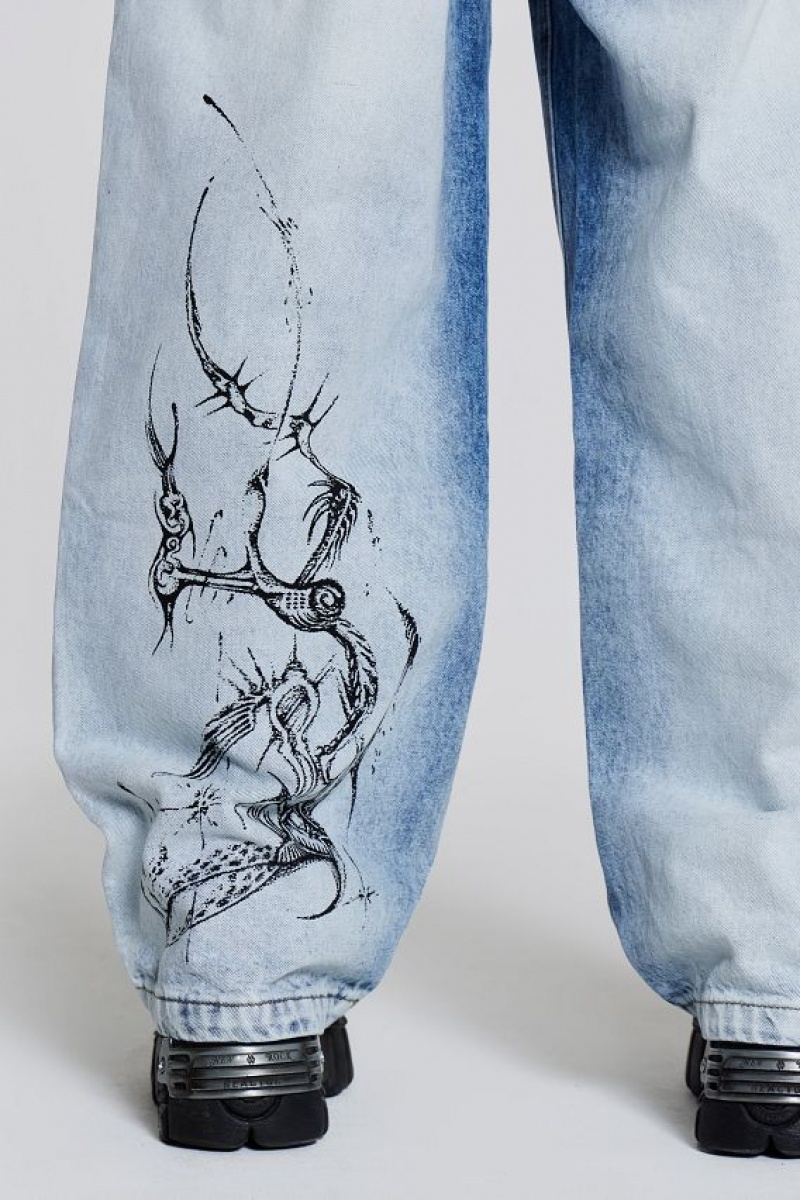 Jadedlondon Blue Decal Colossus Jeans | JADLDN24400