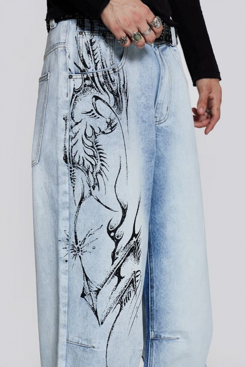 Jadedlondon Blue Decal Colossus Jeans | JADLDN24400