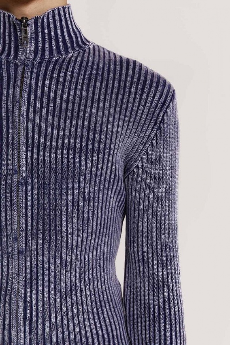 Jadedlondon Blue Lucid Knit Track Top | JADLDN24836