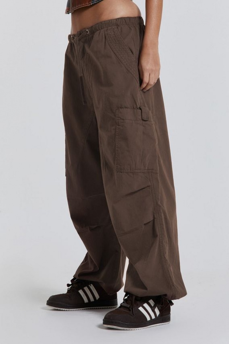 Jadedlondon Brown Parachute Cargo Pants | JADLDN24115