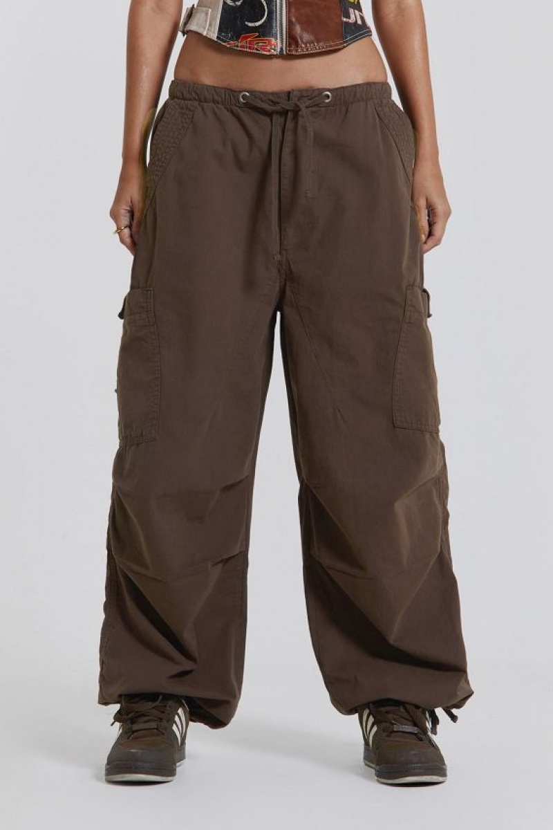 Jadedlondon Brown Parachute Cargo Pants | JADLDN24115