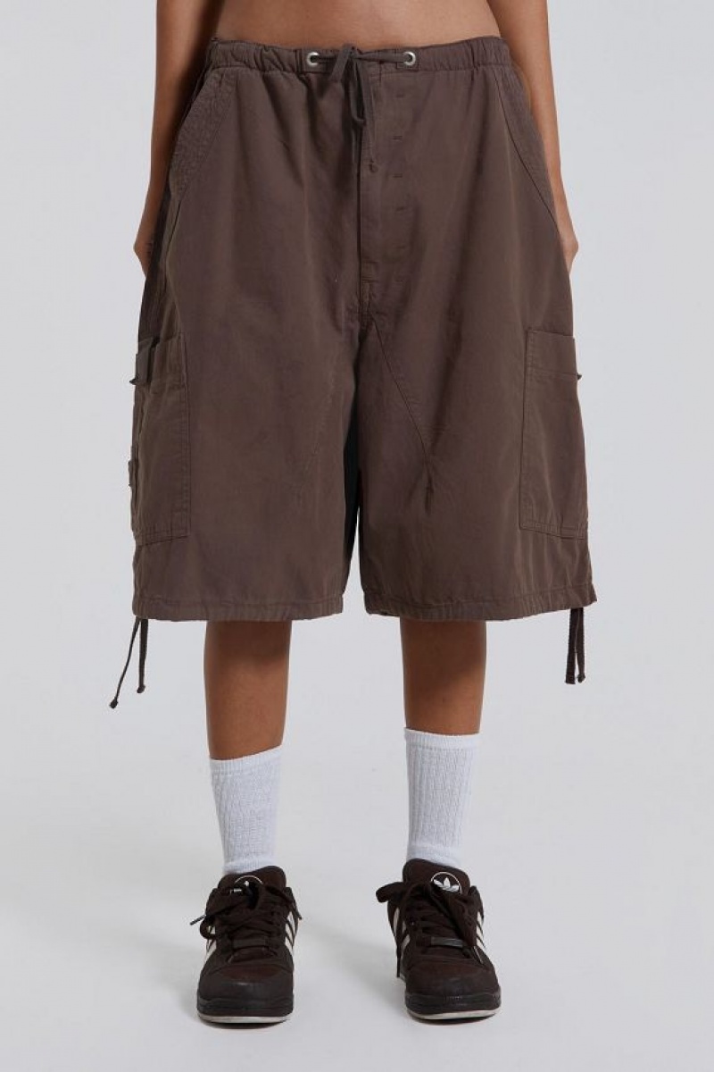 Jadedlondon Brown Parachute Cargo Shorts | JADLDN24109