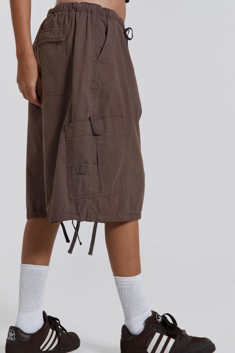 Jadedlondon Brown Parachute Cargo Shorts | JADLDN24109