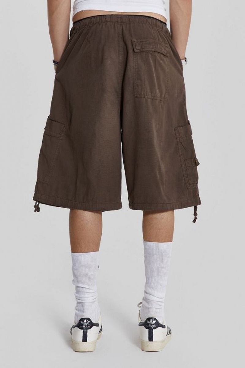 Jadedlondon Brown Parachute Cargo Shorts | JADLDN24749