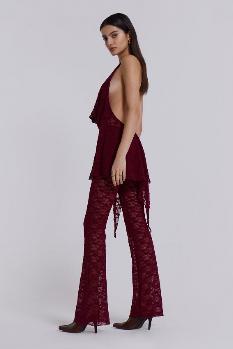 Jadedlondon Burgundy Riva Lace Co-ord Set | JADLDN23770