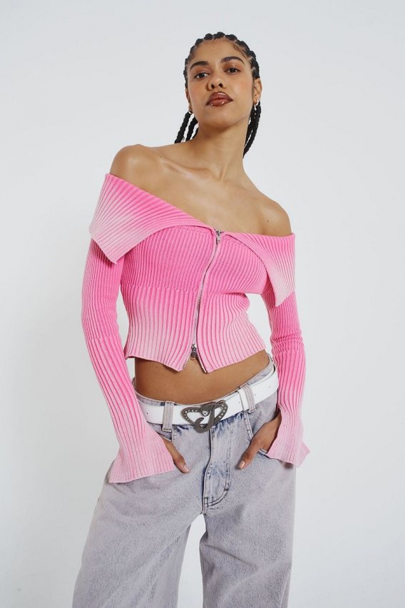 Jadedlondon Candy Pink Tribeca Knitted Top | JADLDN23955