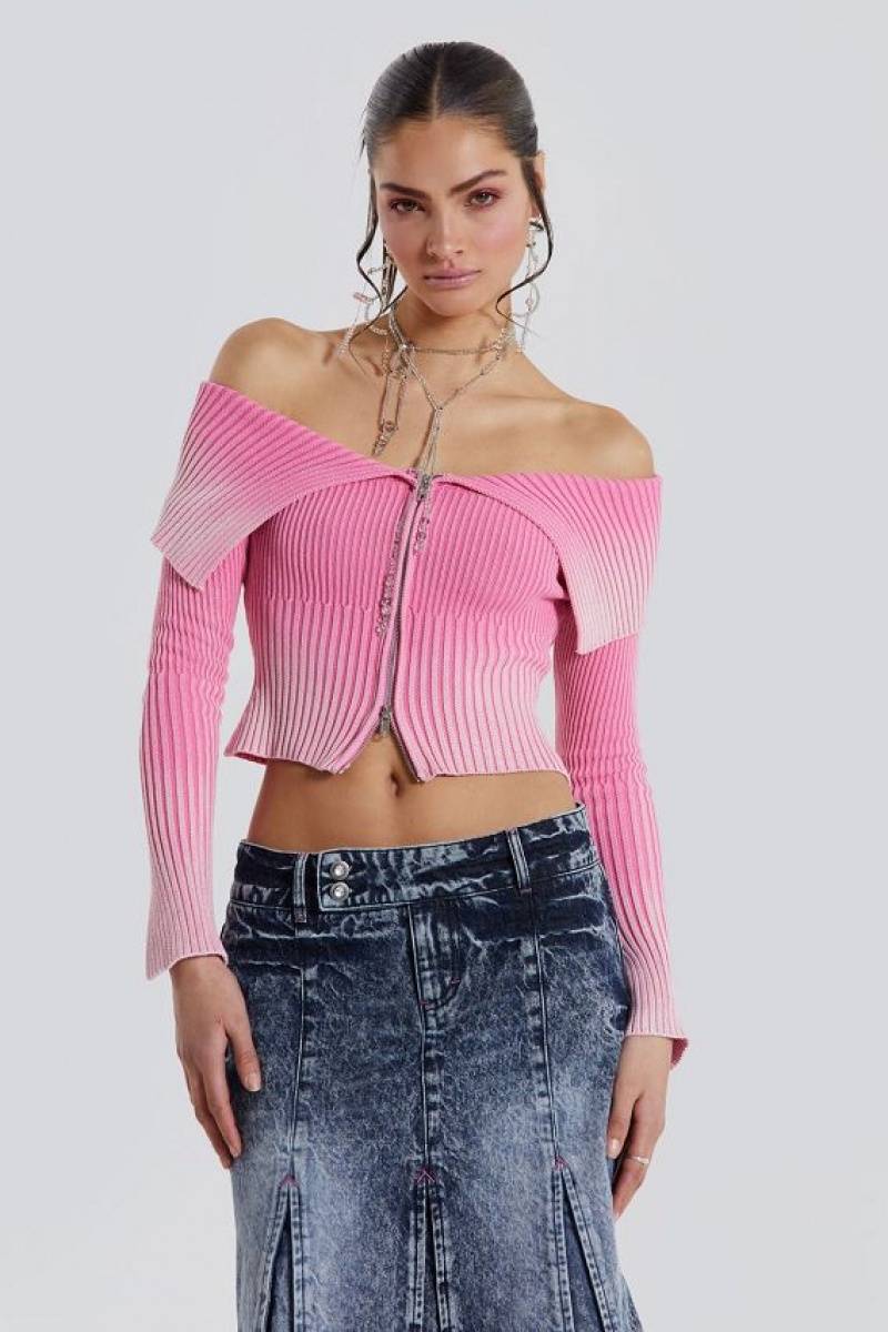 Jadedlondon Candy Pink Tribeca Knitted Top | JADLDN23834