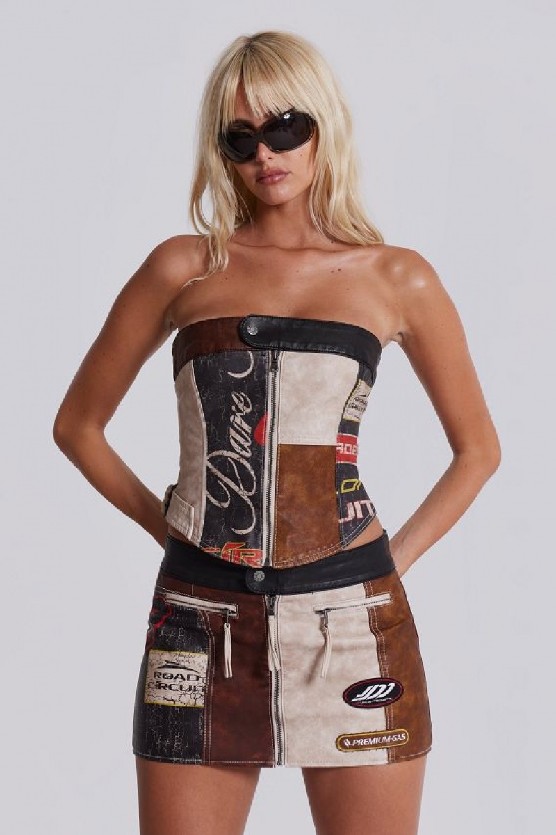 Jadedlondon Daytona Vegan Leather Corset Top | JADLDN24007