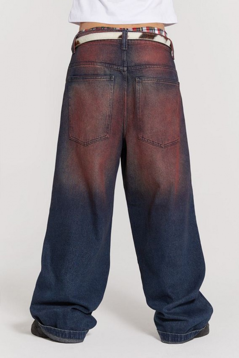 Jadedlondon Deep Red Colossus Jeans | JADLDN24379