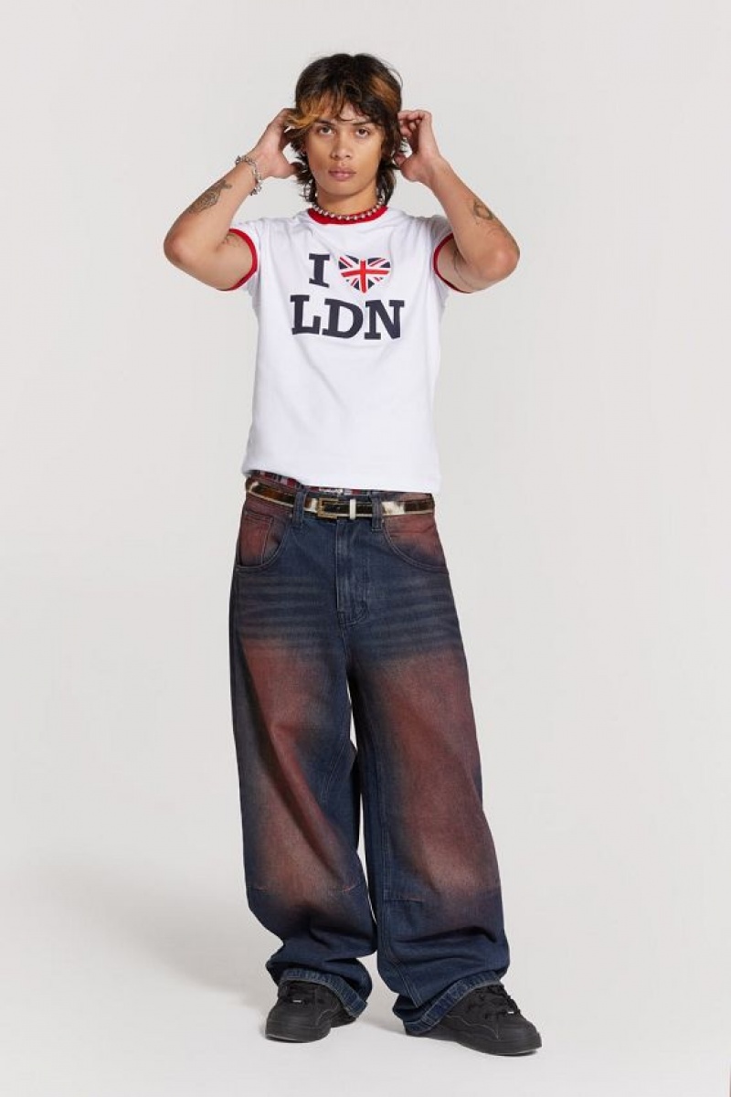 Jadedlondon Deep Red Colossus Jeans | JADLDN24379