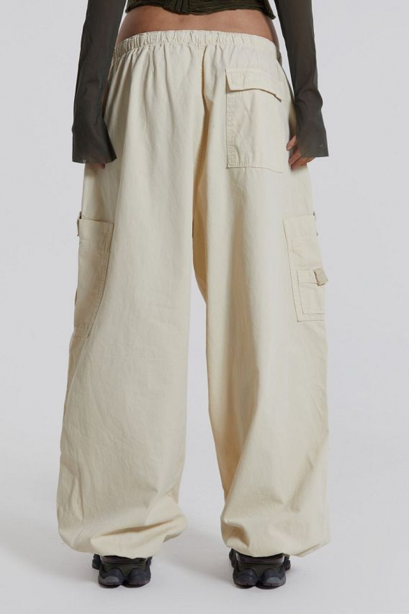 Jadedlondon Ecru Parachute Cargo Pants | JADLDN24078