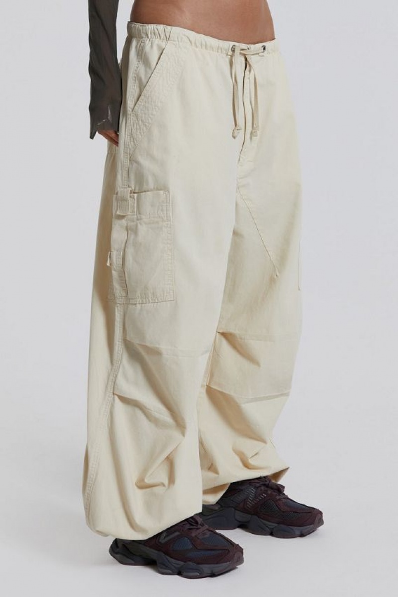 Jadedlondon Ecru Parachute Cargo Pants | JADLDN24078