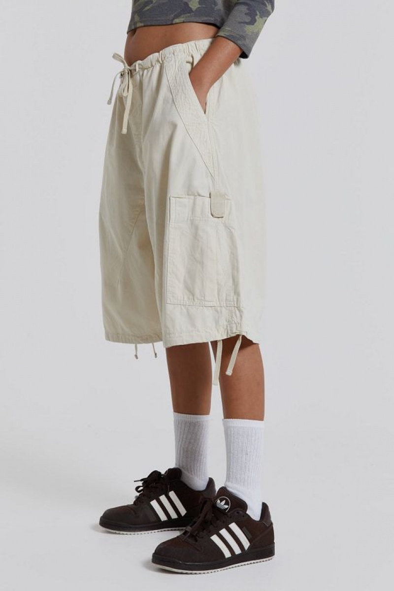 Jadedlondon Ecru Parachute Cargo Shorts | JADLDN24111