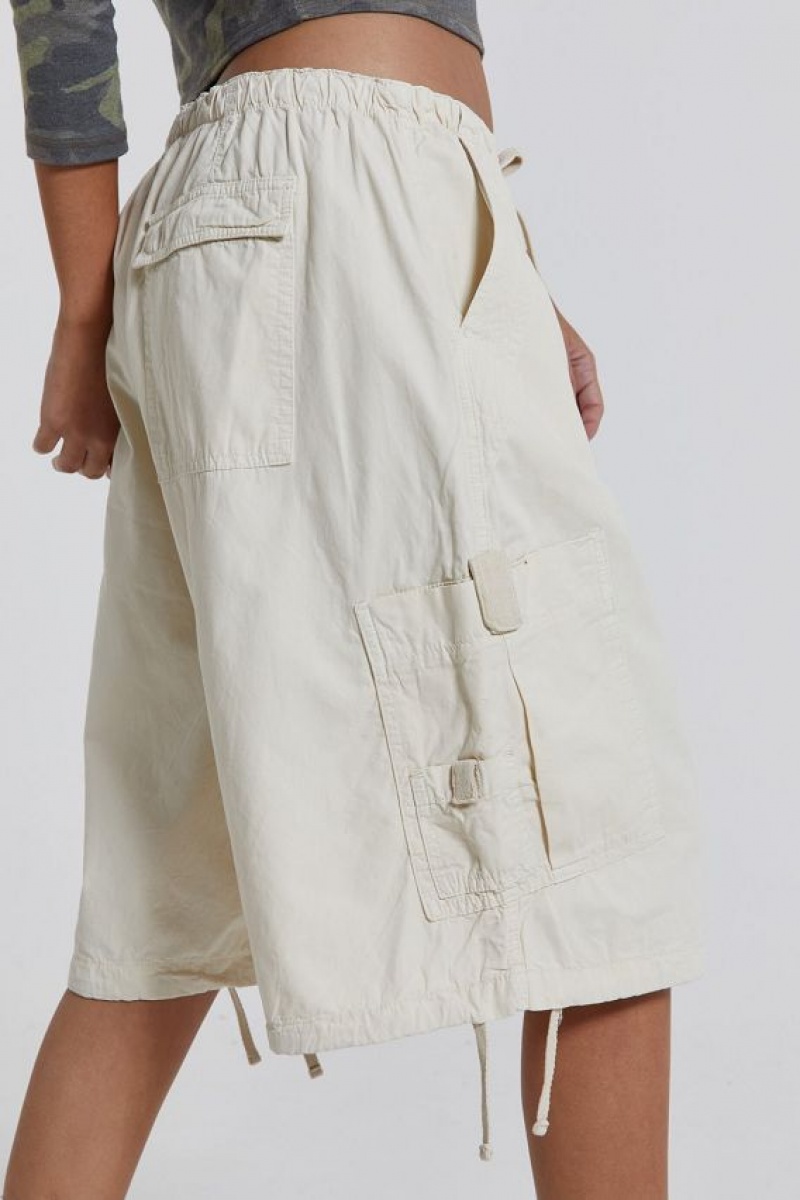 Jadedlondon Ecru Parachute Cargo Shorts | JADLDN24111