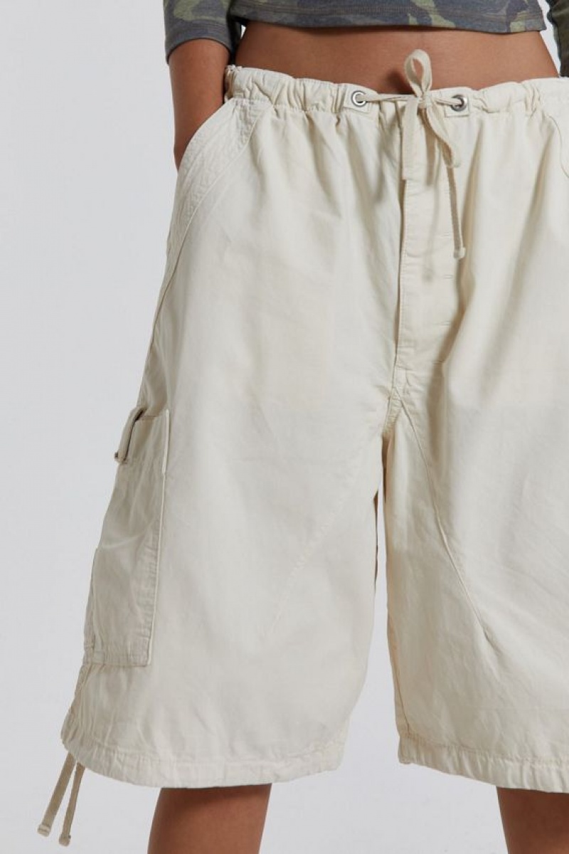 Jadedlondon Ecru Parachute Cargo Shorts | JADLDN24111