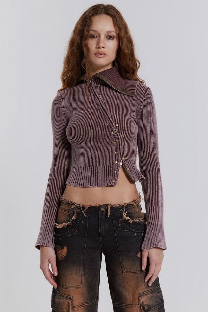 Jadedlondon Gaia Knitted Asymmetric Top With Studs | JADLDN23831