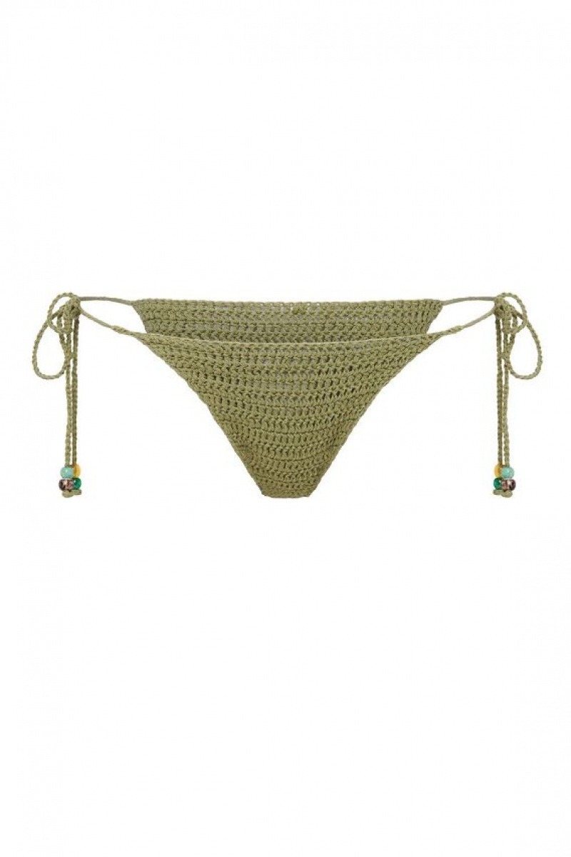 Jadedlondon Green Canary Knit Micro Bikini Bottoms | JADLDN24346