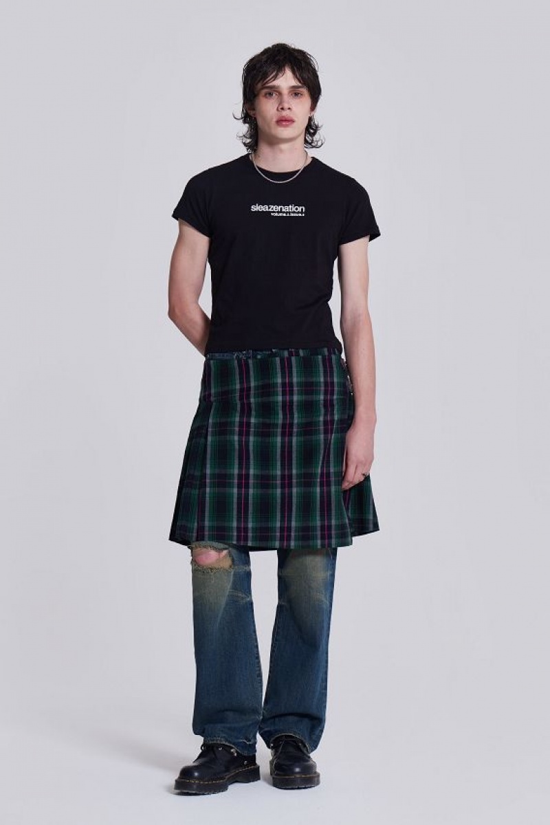 Jadedlondon Green Check Mini Fraser Kilt | JADLDN24789