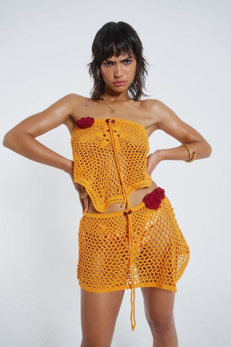 Jadedlondon Honolulu Asymmetric Crochet Boob Tube | JADLDN23843