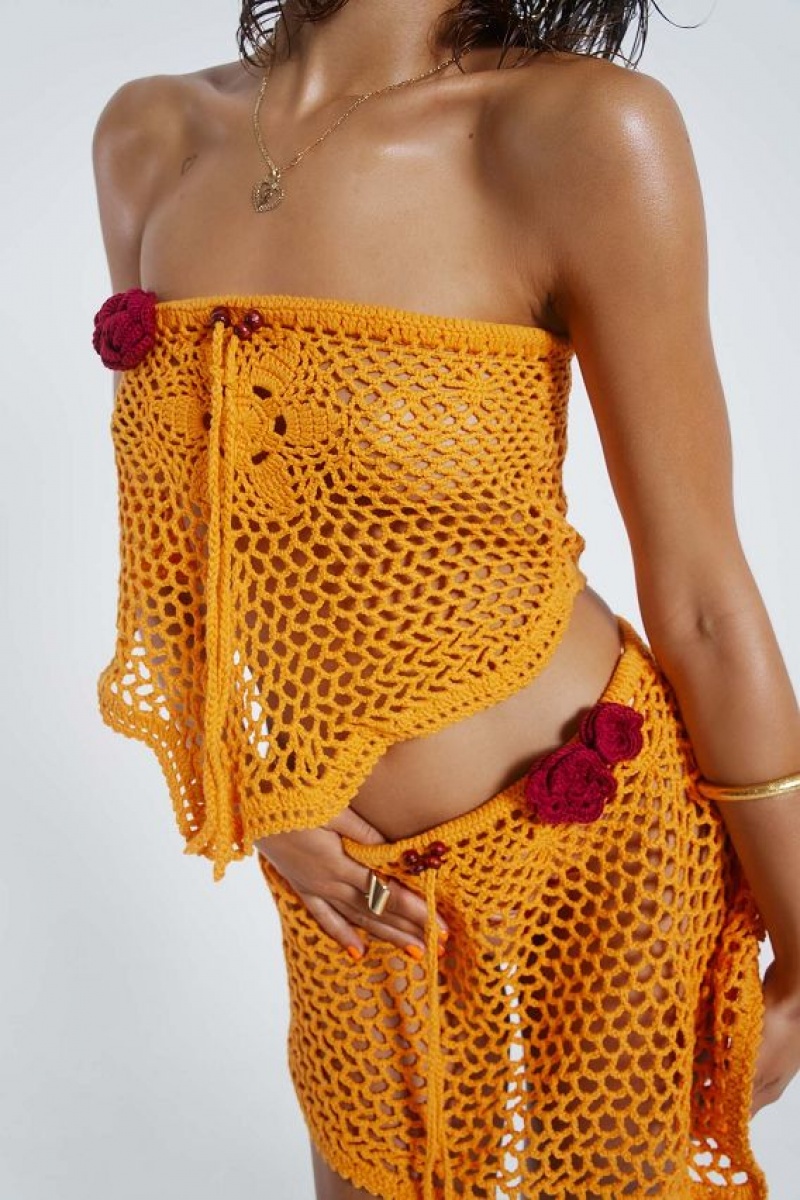 Jadedlondon Honolulu Asymmetric Crochet Boob Tube | JADLDN23843