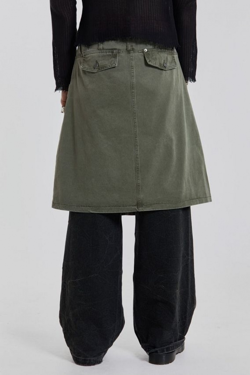 Jadedlondon Khaki Anarcho Kilt | JADLDN24787